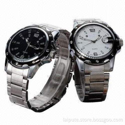 Fashionable Men's Business Alloy Case Wristwatches with Steel-disc Band